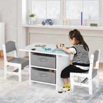 Fdw children kids table and chairs with storage drawers two best sale chairs